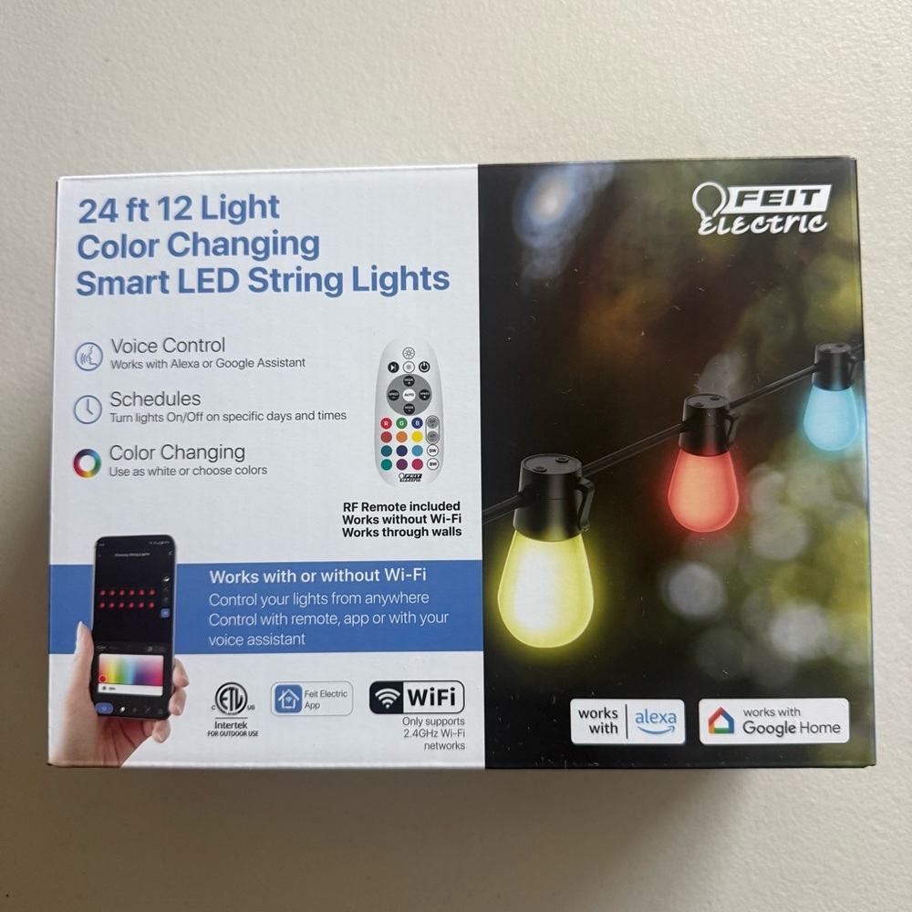 Feit Electric Smart LED String 12 Lights Color Changing - Multicolored 24ft